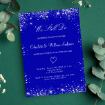 Royal blue silver vow renewal wedding luxury invitation<br><div class="desc">A modern,  elegant vow renewal wedding invitation.  Royal blue background decorated with faux silver glitter sparkles.  Personalise and add your names and party details. White coloured letters.</div>