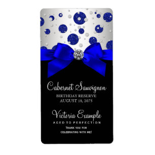 Royal Blue Silver Wine Bottle Labels
