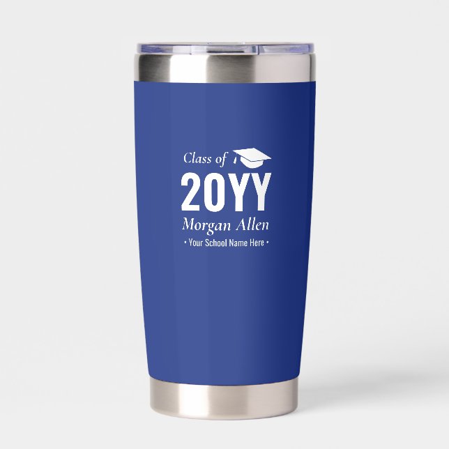 Royal Blue | Simple Custom Name Graduation Gift Insulated Tumbler (Front)