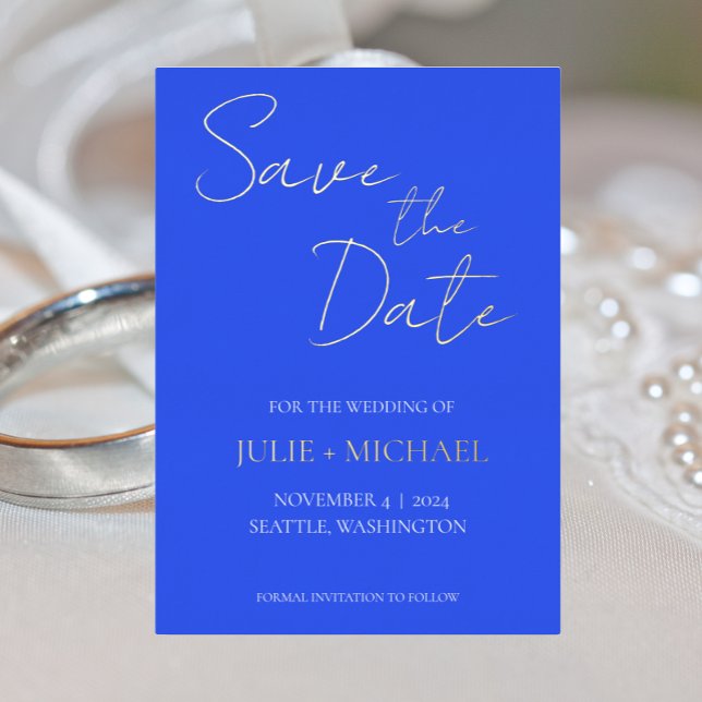 Royal Blue Simple Style Wedding Save the Date (In Situ Wedding)