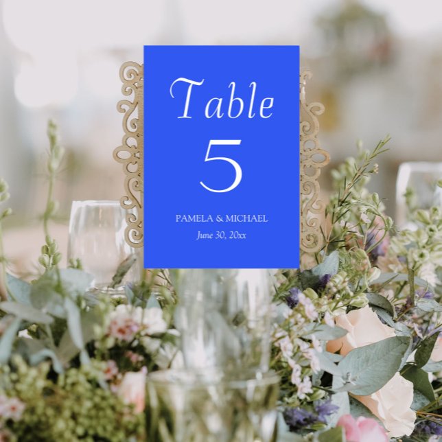 Royal Blue Simple Style Wedding Table Number (In Situ Wedding)