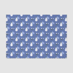 Royal Blue Snowman Christmas Pattern Tissue Paper