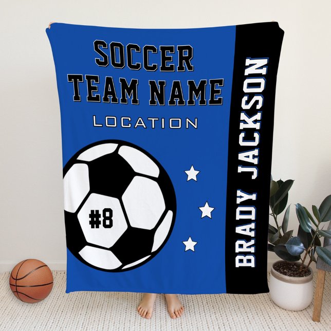 Royal Blue Soccer Team Name Player Fleece Blanket (Creator Uploaded)