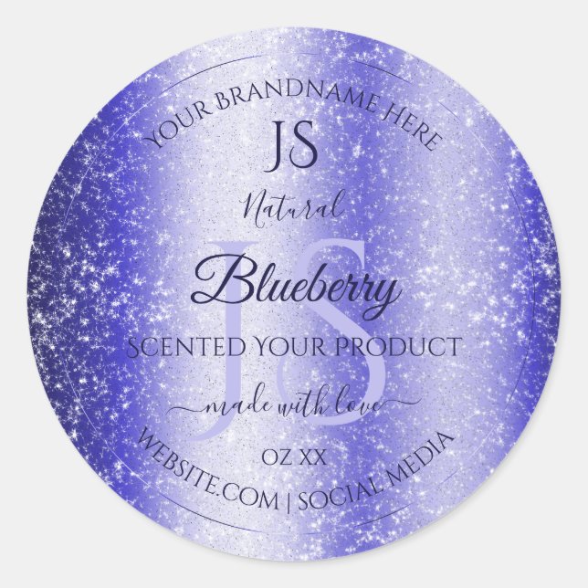 Royal Blue Soft Glitter Product Labels Monogram (Front)