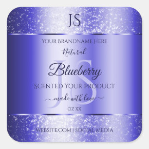 Royal Blue Soft Glitter Product Labels Monogram