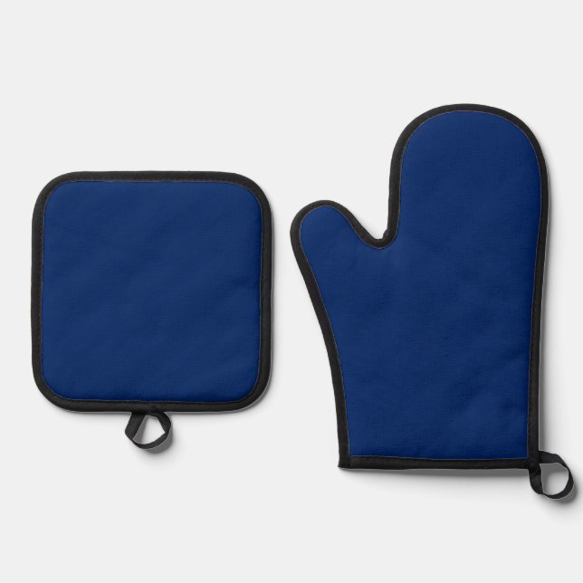 Royal Blue Solid Colour Oven Mitt & Pot Holder Set (Front)