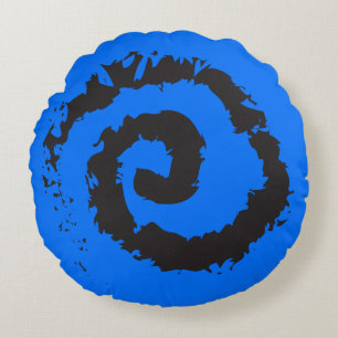 ROYAL BLUE SPIRAL Round Throw Pillow