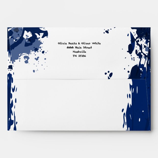 Royal Blue Splatter - Wedding Invitation Envelope (Back (Top Flap))
