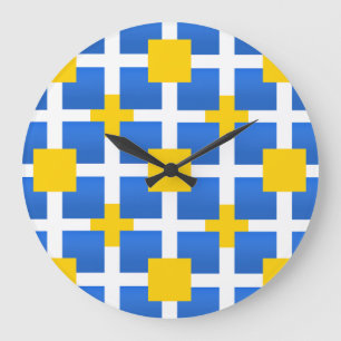Royal Blue Squares Large Clock