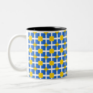 Royal Blue Squares Two-Tone Coffee Mug
