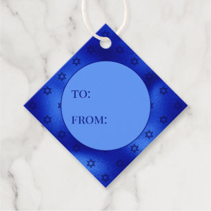 Royal Blue Star of David Hanukkah To From Favour Tags