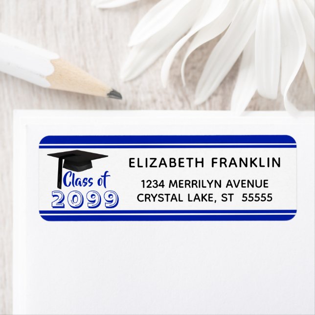 Royal Blue Striped Class of 20XX | Editable Colour (Insitu)