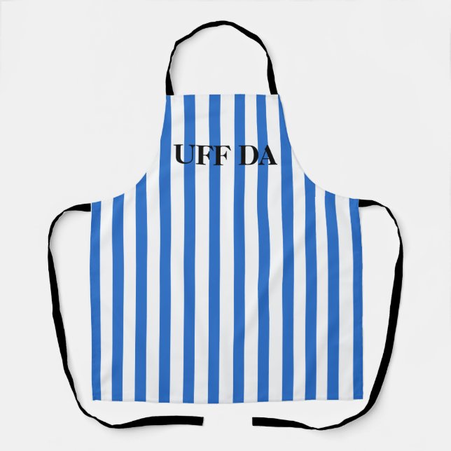 Royal Blue Striped Uff Da All-Over Print Apron (Front)