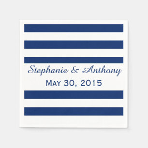 Royal Blue Striped Wedding Napkin