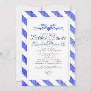 Royal Blue Stripes Bridal Shower Invitations
