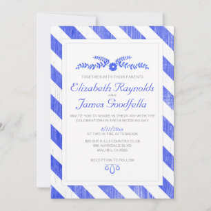 Royal Blue Stripes Wedding Invitations