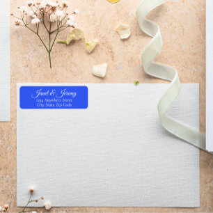 Royal Blue Stylised Names Wedding Return Address