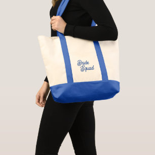 Royal Blue Stylised Script Bride Squad Tote Bag