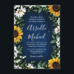 Royal Blue Sunflower Country Wedding Invitations<br><div class="desc">Royal Blue Sunflower Country Wedding Invitations - feature a royal or navy blue barn wood background decorated with watercolor daisies, sunflowers, greenery, baby's breath, and lily of the valley. NOTE: this invitation is presized to 4.5 inches by 6.25 inches. A 5x7 size is also available in this design. View the...</div>