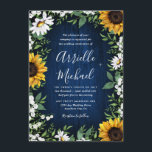 Royal Blue Sunflower Country Wedding Invitations<br><div class="desc">Royal Blue Sunflower Country Wedding Invitations - feature a royal or navy blue barn wood background decorated with watercolor daisies, sunflowers, greenery, baby's breath, and lily of the valley. NOTE: this invitation is presized to 4.5 inches by 6.25 inches. A 5x7 size is also available in this design. View the...</div>