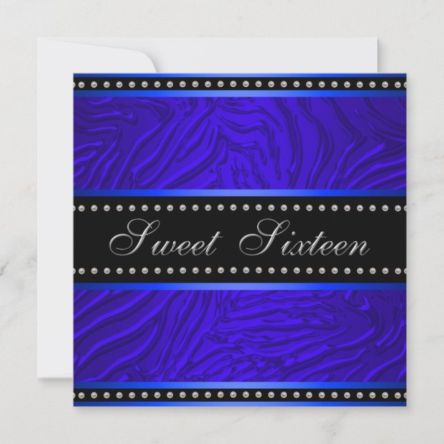 Royal Blue Sweet 16 Birthday Party Invitation (Front)