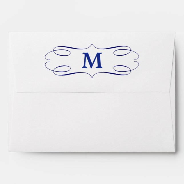 Royal Blue Swirl Monogram Envelopes (Back (Top Flap))