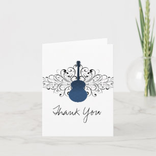 Royal Blue Swirls Guitar Thank You Card
