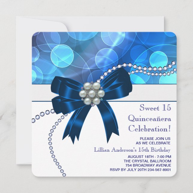 Royal Blue Teal Blue Birthday Party Invitation (Front)