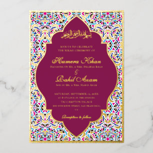 Royal Blue Teal Ivory Floral Motif Muslim Wedding