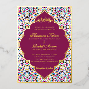 Royal Blue Teal Ivory Floral Motif Muslim Wedding