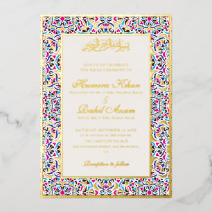 Royal Blue Teal Ivory Floral Motif Muslim Wedding