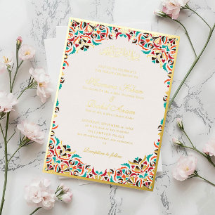 Royal Blue Teal Ivory Floral Motif Muslim Wedding