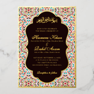 Royal Blue Teal Ivory Floral Motif Muslim Wedding