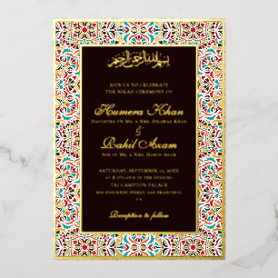 Royal Blue Teal Ivory Floral Motif Muslim Wedding