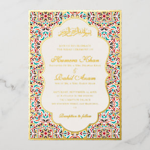 Royal Blue Teal Ivory Floral Motif Muslim Wedding