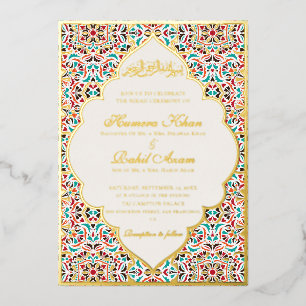 Royal Blue Teal Ivory Floral Motif Muslim Wedding