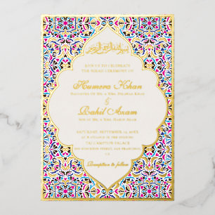 Royal Blue Teal Ivory Floral Motif Muslim Wedding