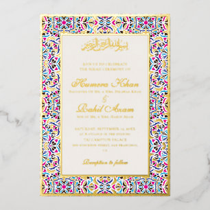 Royal Blue Teal Ivory Floral Motif Muslim Wedding