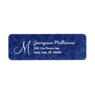 ROYAL BLUE Textured Monogram M Address Label