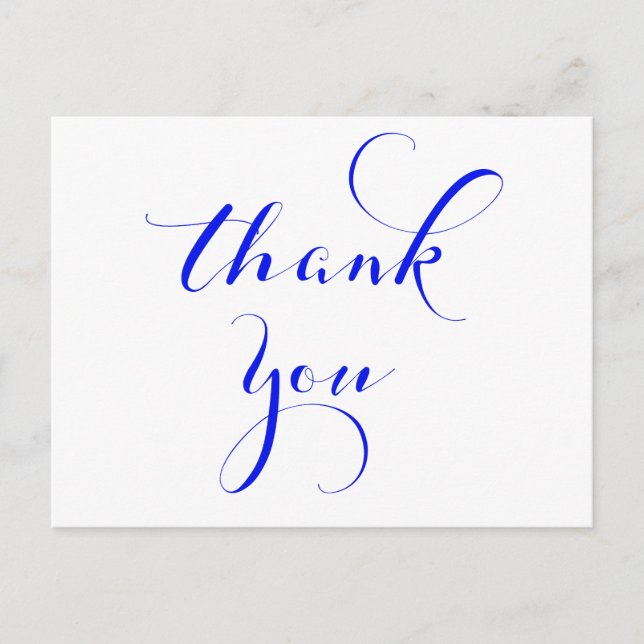 Royal blue thank you postcards (Front)