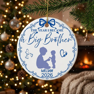 Royal Blue The Year I Became A Big Brother Custom Ceramic Tree Decoration