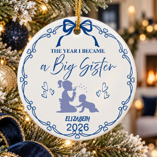 Royal Blue The Year I Became A Big Sister Custom Ceramic Tree Decoration