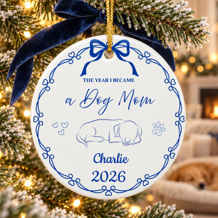 Royal Blue The Year I Became A Dog Mum Ceramic Tree Decoration