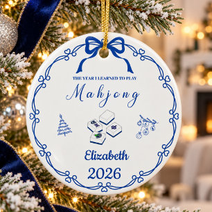 Royal Blue The Year I Learned To Play Mahjong Ceramic Tree Decoration
