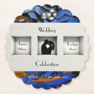 Royal Blue Theme Contemporary Modern Abstract Paper Coaster