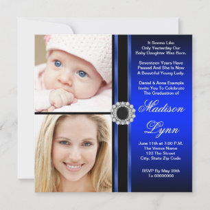Royal Blue Then and Now Photo Any Occasion Invitation