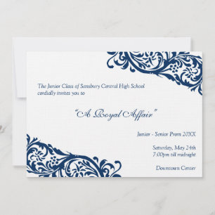 Royal blue traditional junior formals senior prom invitation