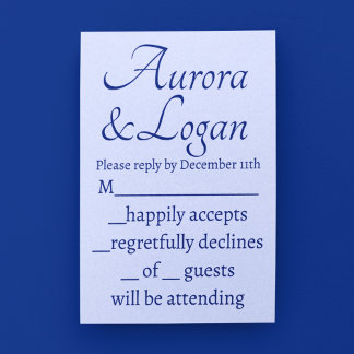 Royal Blue Traditional Wedding RSVP Card