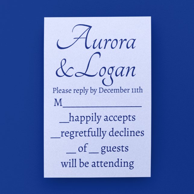 Royal Blue Traditional Wedding RSVP Card (Creator Uploaded)