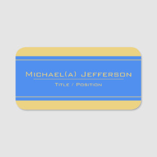 Royal Blue Trustworthy and Yellow Optimism: Modern Name Tag
